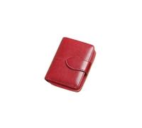 PORRASSO Cartera Cuero Mujer Bloqueo RFID Pequeña Cartera Vintage con Bolsillo para Monedas Soporte para Tarjetas Wallet Multifuncional para Uso Diario Viajes Compras Rojo Vino B