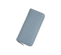 PORRASSO Cartera Cuero Mujer Monedero con Bloqueo RFID Gran Billetero Tarjetero Monederos Larga Wallet Azul Claro