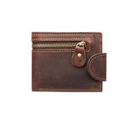 PORRASSO Cartera de Cuero Vintage Hombre Gran Capacidad Cartera Bifold con 9 Ranuras para Tarjetas Monederos Cafe
