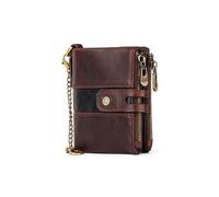 PORRASSO Cartera de Hombre Billetera Cuero Cartera con Protección RFID Tarjetero Monederos Corto Wallet con 6 Ranuras para Tarjetas Marrón