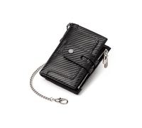 PORRASSO Cartera de Hombre Billetera Cuero Cartera con Protección RFID Tarjetero Monederos Corto Wallet con 12 Ranuras para Tarjetas Fibra de Carbono