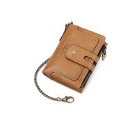 PORRASSO Cartera de Hombre Billetera Cuero Cartera con Protección RFID Tarjetero Monederos Corto Wallet con 12 Ranuras para Tarjetas Marrón Claro