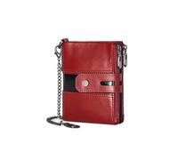 PORRASSO Cartera de Hombre Billetera Cuero Cartera con Protección RFID Tarjetero Monederos Corto Wallet con 6 Ranuras para Tarjetas Rojo