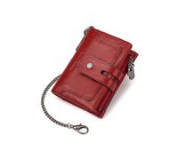 PORRASSO Cartera de Hombre Billetera Cuero Cartera con Protección RFID Tarjetero Monederos Corto Wallet con 12 Ranuras para Tarjetas Rojo