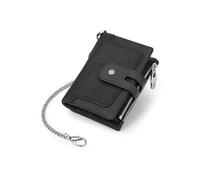PORRASSO Cartera de Hombre Billetera Cuero Cartera con Protección RFID Tarjetero Monederos Corto Wallet con 12 Ranuras para Tarjetas Negro
