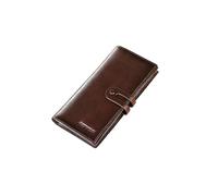 PORRASSO Cartera de Hombre Billetera Cuero Cartera con Protección RFID Tarjetero Monederos Larga Wallet con 12 Ranuras para Tarjetas Café