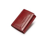 PORRASSO Cartera de Hombre Billetera Cuero Cartera con Protección RFID Tarjetero Monederos Mujer Corto Wallet con 9 Ranuras para Tarjetas Rojo