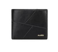 PORRASSO Cartera de Hombre Cuero Billetera Cartera con Protección RFID Tarjetero Monederos Corto Wallet con 6 Ranuras para Tarjetas Negro