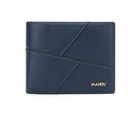 PORRASSO Cartera de Hombre Cuero Billetera Cartera con Protección RFID Tarjetero Monederos Corto Wallet con 6 Ranuras para Tarjetas Azul