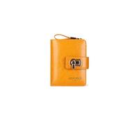 PORRASSO Cartera de Mujer Moda Monedero RFID Bloqueo Tarjetero para Tarjetas Piel Auténtica Billetero con 11 Ranuras para Tarjetas Wallet Amarillo