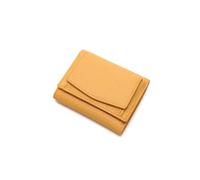 PORRASSO Cartera de Mujer Monedero Minimalista RFID Bloqueo Tarjetero para Tarjetas Piel Auténtica Billetero con 8 Ranuras para Tarjetas Wallet Amarillo