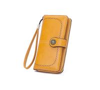 PORRASSO Cartera de Mujer Monederos Cuero Tarjetero para Tarjetas de Crédita Señora Bolsa de Telefono Billetero Amarillo