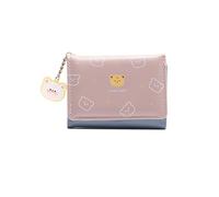 PORRASSO Cartera de Mujer Pequeña Bonita Tarjetero para Tarjetas Cuero Billetero Wallet con 5 Ranuras para Tarjetas Rosa