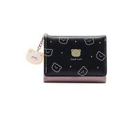 PORRASSO Cartera de Mujer Pequeña Bonita Tarjetero para Tarjetas Cuero Billetero Wallet con 5 Ranuras para Tarjetas Negro