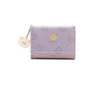 PORRASSO Cartera de Mujer Pequeña Bonita Tarjetero para Tarjetas Cuero Billetero Wallet con 5 Ranuras para Tarjetas Morado