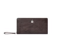 PORRASSO Cartera Hombre Billetera con Protección RFID Larga Cartera Tarjetero Monederos PU Cartera con 8 Ranuras para Tarjetas Café