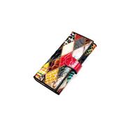 PORRASSO Cartera Mujer Colorido Monedero Cartera de Piel Auténtica Gran Capacidad Billetero Wallet