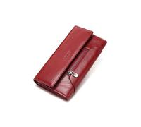 PORRASSO Cartera Mujer Monedero Piel Auténtica Billetero con Protección RFID Elegante Larga Wallet Tarjetero Monederos Rojo