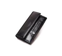 PORRASSO Cartera Mujer Monedero Piel Auténtica Billetero con Protección RFID Elegante Larga Wallet Tarjetero Monederos Negro