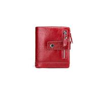 PORRASSO Carteras para Hombre de Cuero Tarjetero con Bloqueo RFID Billetera Monederos Corto Wallet con 13 Ranuras para Tarjetas Rojo