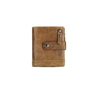 PORRASSO Carteras para Hombre de Cuero Tarjetero con Bloqueo RFID Billetera Monederos Corto Wallet con 13 Ranuras para Tarjetas Caqui