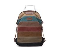 PORRASSO Casual Mochila Bolso Bandolera de Lona Multicolor Rayas Bolso de Hombro Señora Bolso de Mano para Viajes Escolares Trabajo Uso Diario Rojo