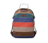 PORRASSO Casual Mochila Bolso Bandolera de Lona Multicolor Rayas Bolso de Hombro Señora Bolso de Mano para Viajes Escolares Trabajo Uso Diario Naranja