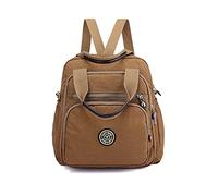PORRASSO Casual Mochila Mujer Bolsa de Hombro Señoras Bolso Bandolera Nylon Daypack para Trabajo Viajes Uso Diario Caqui