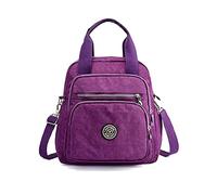 PORRASSO Casual Mochila Mujer Bolsa de Hombro Señoras Bolso Bandolera Nylon Daypack para Trabajo Viajes Uso Diario Púrpura