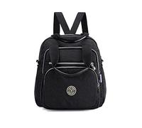 PORRASSO Casual Mochila Mujer Bolsa de Hombro Señoras Bolso Bandolera Nylon Daypack para Trabajo Viajes Uso Diario Negro