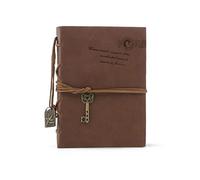 PORRASSO Cuaderno de Cuero Diario de Viaje Vintage Agenda Bloc Notas Journal en Blanco Colgantes Regalos para Hombres Mujer Niño Niña Estudiante 160 Hojas 10x14 CM Marrón