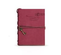 PORRASSO Cuaderno de Cuero Diario de Viaje Vintage Agenda Bloc Notas Journal en Blanco Colgantes Regalos para Hombres Mujer Niño Niña Estudiante 160 Hojas 10x14 CM Rojo