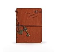 PORRASSO Cuaderno de Cuero Diario de Viaje Vintage Agenda Bloc Notas Journal en Blanco Colgantes Regalos para Hombres Mujer Niño Niña Estudiante 160 Hojas 13x18 CM Marrón Claro