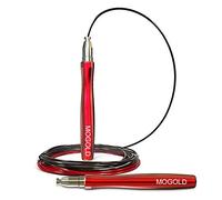 PORRASSO Cuerda de saltar de alta velocidad, longitud ajustable con eslabón giratorio, alma de acero, cuerda de saltar, boxeo, fitness, artes marciales, kickboxing, niños, mujeres, hombres, rojo