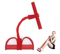 PORRASSO Cuerda de Tensión Multifunción Sit-Up Culturismo Expansor 4 Tubos Pierna Ejercitador Pedal Banda de Resistencia Entrenamiento Elástico de la Cuerda del Tirón Fitness Ejercitador - Rojo