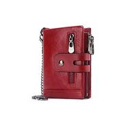 PORRASSO Cuero Cartera Mujer Monederos Tarjetero para Tarjetas de Crédita Tecnología Anti-Robo RFID Multifunción Cartera Rojo