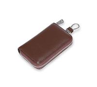 PORRASSO Cuero Estuches de Llave Cartera Llavero Clave del Coche Titular Portátil Impermeable Key Case con 6 Ganchos para Hombres Mujeres Marrón