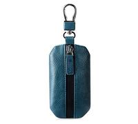 PORRASSO Cuero Estuches de Llave Clave del Coche Portátil Car Key Case Impermeable Cartera Anti-Robo para Hombre Mujer Llave Remota Hogar Llavero Uso Diario Azul
