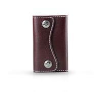 PORRASSO Cuero Estuches de Llave Llavero Portallaves Impermeable Titular de Tarjeta de Crédito para Hombres Mujeres Portátil Vintage Key Case con 6 Ganchos Color Café