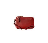 PORRASSO Cuero Monederos Mujer Estuches de Llave Cartera Portátil Tarjetero para Tarjetas de Crédita con Correa de Muñeca Pequeña Bolsita Coin Purse Rojo Vino