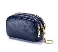 PORRASSO Cuero Monederos Portátil Estuches de Llave Multifunción Coin Purse Impermeable Key Case para Hombres Mujeres Azul