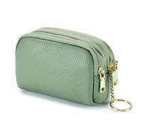 PORRASSO Cuero Monederos Portátil Estuches de Llave Multifunción Coin Purse Impermeable Key Case para Hombres Mujeres Verde Claro