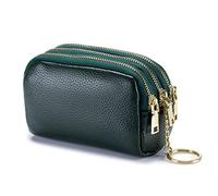 PORRASSO Cuero Monederos Portátil Estuches de Llave Multifunción Coin Purse Impermeable Key Case para Hombres Mujeres Verde