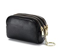 PORRASSO Cuero Monederos Portátil Estuches de Llave Multifunción Coin Purse Impermeable Key Case para Hombres Mujeres Negro