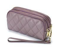 PORRASSO Cuero Monederos Portátil Estuches de Llave Wristlet Bag Multifunción Clutch Coin Purse Impermeable Key Case para Hombres Mujeres Púrpura