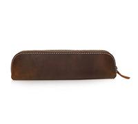 PORRASSO Cuero Pencil Case Estuches Bolsa de LápizEstudiantes Portable Organizador Cartuchera para Hombre Mujer Estudiante Escuela Oficina-Amarillo A