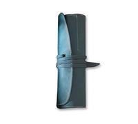 PORRASSO Enrollable Estuches Cuero Bolsa de Lápiz Impermeable Portátil Organizador Pencil Case para Hombre Mujer Estudiante Escuela Azul