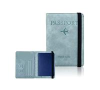 PORRASSO Funda Pasaporte Cartera de Piel de Pasaporte con Bloqueo RFID PU Porta Documentos Porta Pasaporte para Tarjeta de Crédito para Viajes Azul