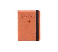 PORRASSO Funda Pasaporte Cartera de Piel de Pasaporte con Bloqueo RFID PU Porta Documentos Porta Pasaporte para Tarjeta de Crédito Mujeres Hombres para Viajes Naranja