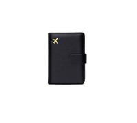 PORRASSO Funda Pasaporte Porta Pasaporte Cartera de Pasaporte con Bloqueo RFID PU Accesorios de Viaje Mujeres Hombres para Viajes Negro